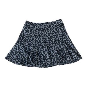 Ann Taylor Knit Gray & Black Leopard Print‎ A-line Short Skirt Size 8.